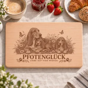 Frühstücksbrettchen – Sabueso Fino Colombiano | Pfotenglück – Frühstücksbrettchen mit eingebrannter Lasergravur