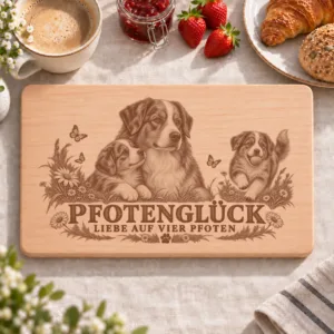 Frühstücksbrettchen – Australian Shepherd | Pfotenglück – Frühstücksbrettchen mit eingebrannter Lasergravur