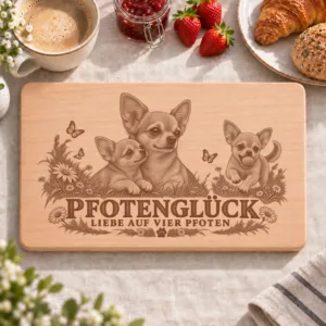 Frühstücksbrettchen – Chihuahua | Pfotenglück – Frühstücksbrettchen mit eingebrannter Lasergravur