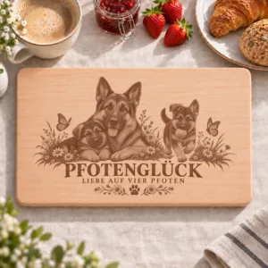 Frühstücksbrettchen – Deutscher Schäferhund | Pfotenglück – Frühstücksbrettchen mit eingebrannter Lasergravur
