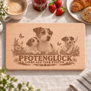 Frühstücksbrettchen – Jack Russell | Pfotenglück – Frühstücksbrettchen mit eingebrannter Lasergravur