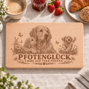 Frühstücksbrettchen – Liebe Auf Vier Pfoten | Pfotenglück – Frühstücksbrettchen mit eingebrannter Lasergravur