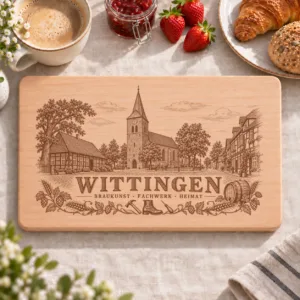 Frühstücksbrettchen Wittingen – Heimatliebe – Frühstücksbrettchen mit eingebrannter Lasergravur